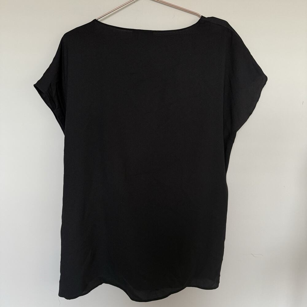 DKNY Womens Wrap Tie Top XL Black Short Sleeve V Neck Whimsigoth Fairy Grunge - Picture 6 of 6